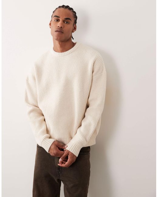 ASOS – kastiger super-oversize-pullover in Natural für Herren