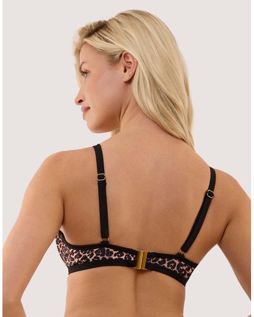 Wolf & Whistle Black Lorna Leopard Print Fuller Bust Underwired Bikini Top