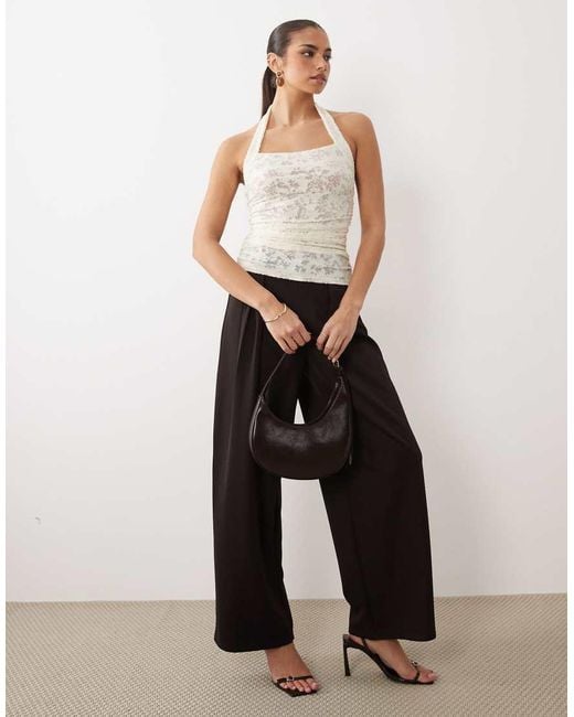 ASOS White Devore Ruched Halter Top