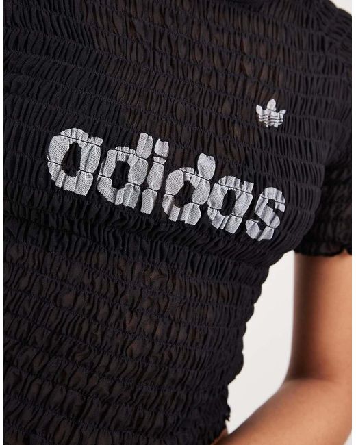 Adidas Originals Black Smocked T-Shirt