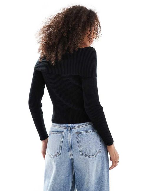 ONLY Blue Off Shoulder Knitted Jumper