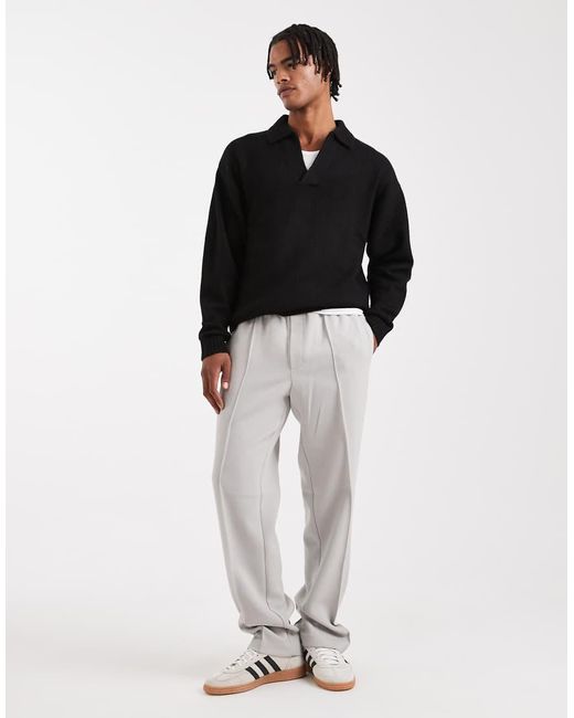 Jack & Jones Black Boucle Polo Jumper for men