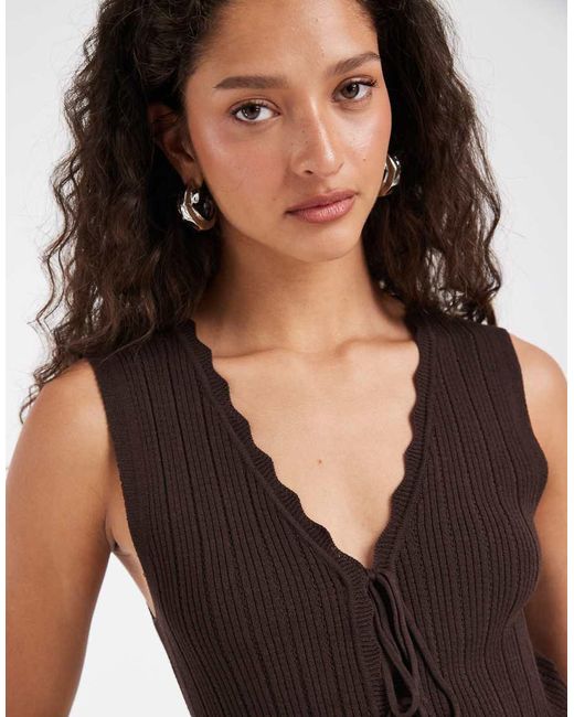 ONLY Black V-neck Tie Front Knitted Singlet