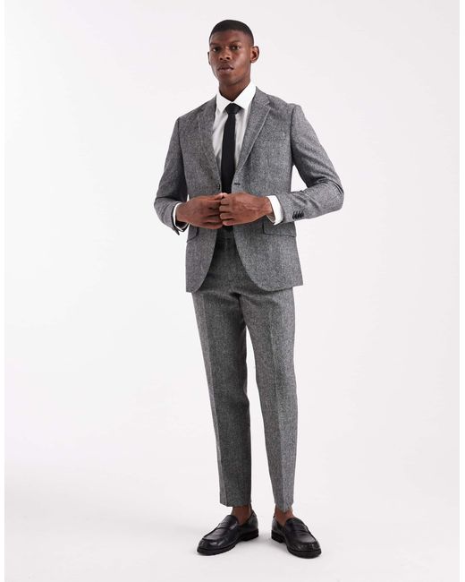 Jack & Jones Gray Wool Blend Suit Jacket for men
