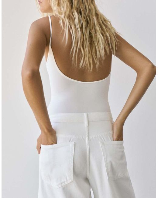 Pull&Bear White Polyamide Bodysuit With Thin Straps