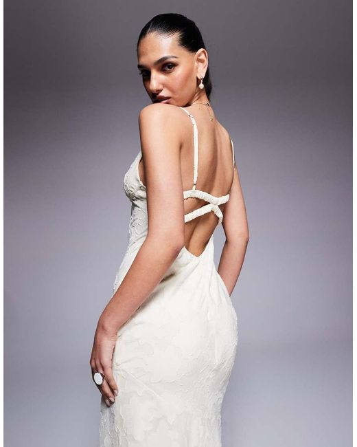 Princess Polly Gray Textured Floral Cross Back Strappy Maxi Dress