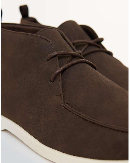 Threadbare Brown Faux Suede Moccasin Boots for men