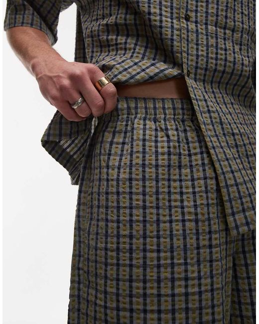 Topman White Seersucker Check Short for men
