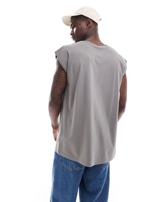 Brave Soul Gray Oversized Raw Edge Vest for men