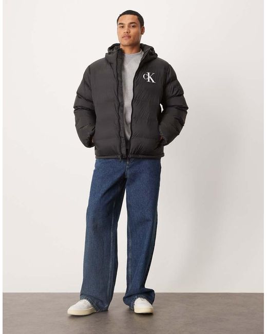Calvin Klein Black Calvin Klein Keans Monologo Puffer Jacket for men