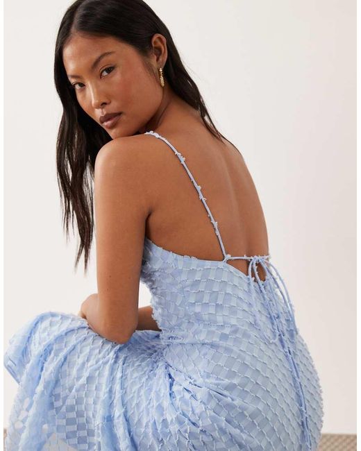 ASOS Blue Asos Design Petite Bias Plunge Cami Maxi Dress With Full Godets And Scarf Detail