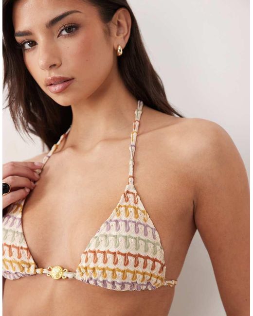 Candypants Pink Chevron Triangle Bikini Top