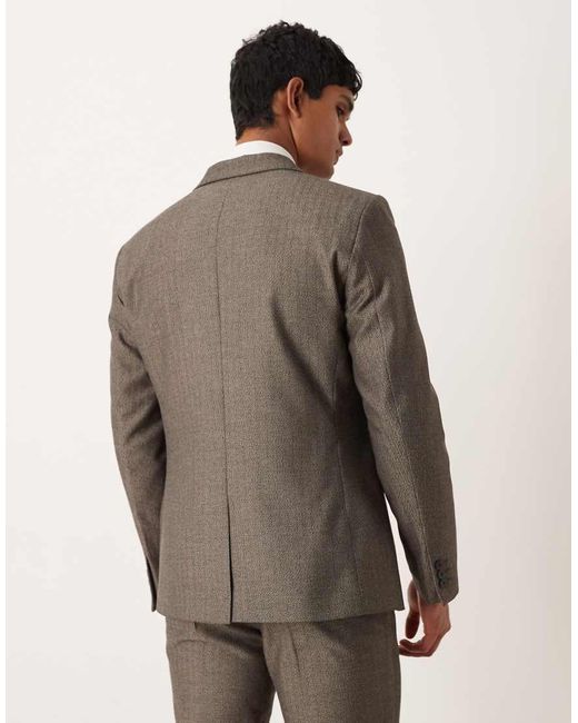 ASOS Gray Slim Wool Look Twill Stripe Suit Jacket for men