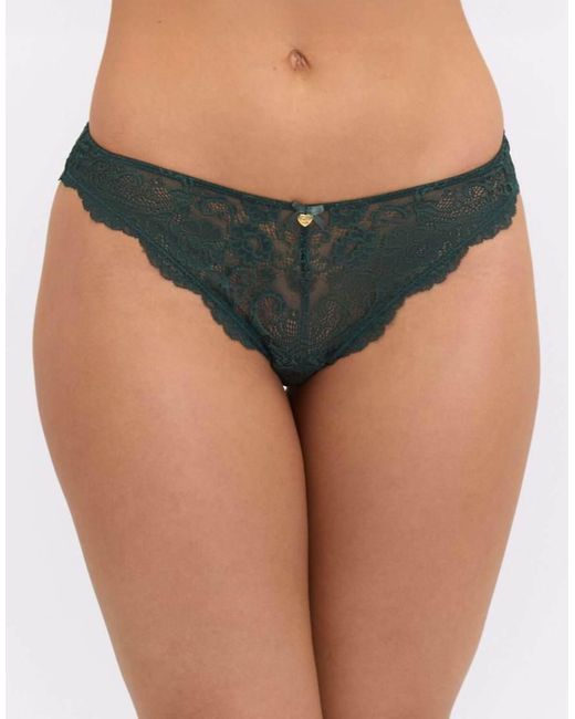 Boux Avenue Green Emma Lace Brazilian Knickers Full Lace Back Underwear
