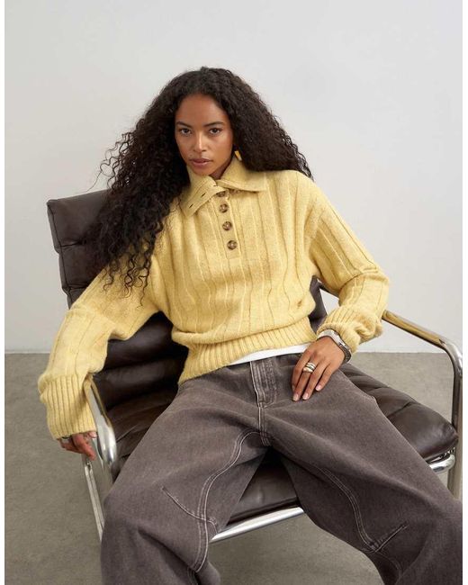 TOPSHOP Purple Knitted Rib Funnel Neck Jumper