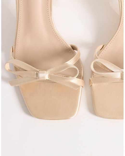Be Mine Wide Fit Natural Be Mine Bridal Wide Fit Tamara Block Heeled Sandals With Bow