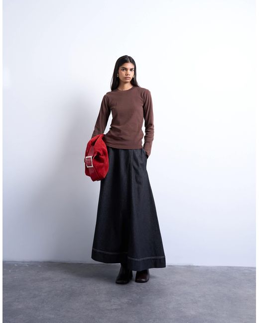 Everyday - t-shirt à manches longues - marron chocolat TOPSHOP en coloris Purple