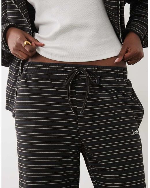 Kaiia Black Jersey Fleece Wide Leg Drawstring Trousers Co-Ord