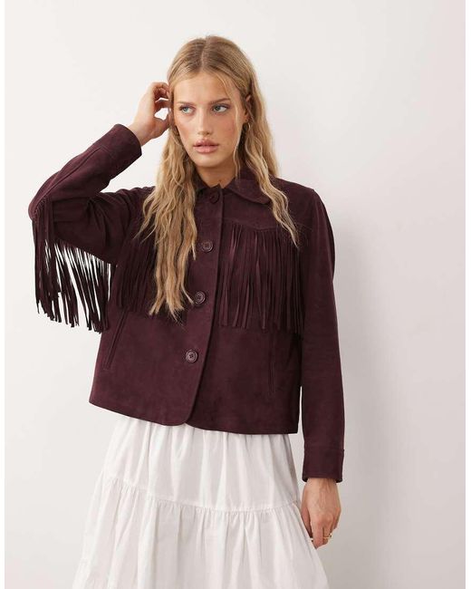Urbancode Purple Western Fringed Jacket