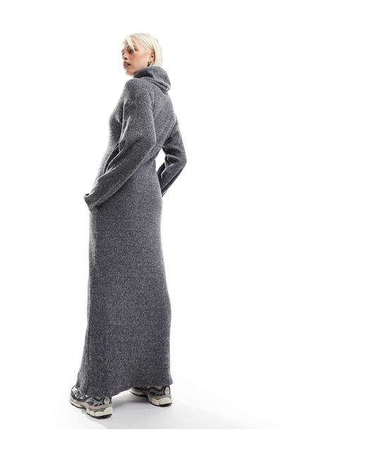 ASOS Gray High Neck Cocoon Sleeve Maxi Dress