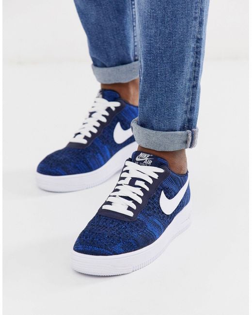 Nike – air force 1 – Marineblaue Sneaker aus Flyknit-Material in Blue für Herren