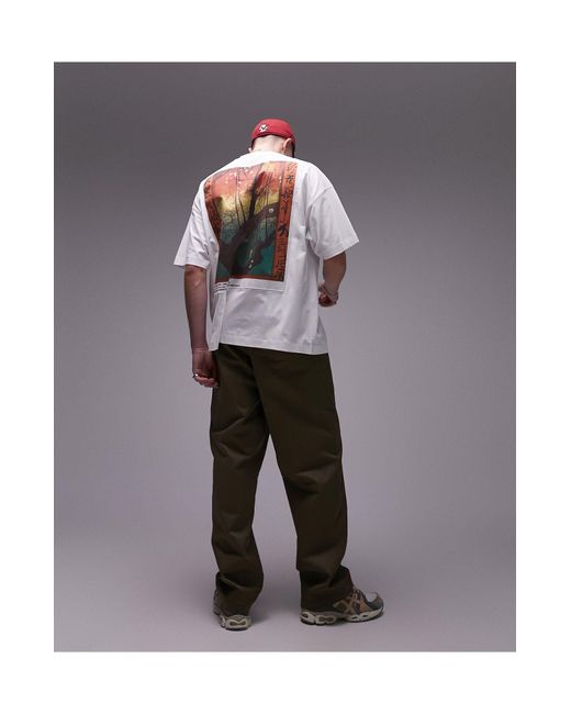 T-shirt ultra oversize à imprimé floral (collaboration avec le musée van gogh) Topman pour homme en coloris White