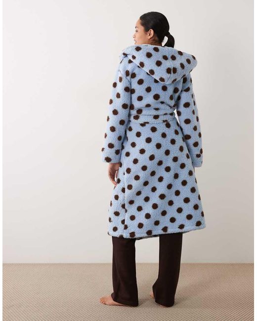 Threadbare Blue Polka Dot Robe With Hood