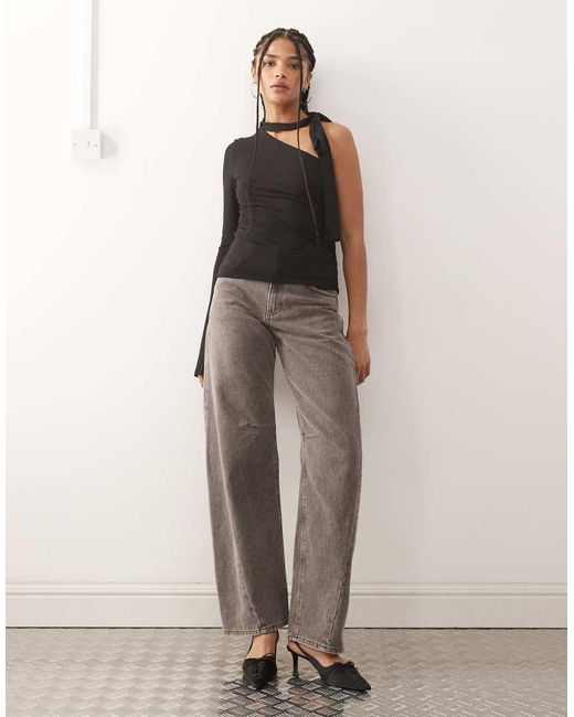 Weekday Black One Shoulder Halter Neck Long Sleeve Top