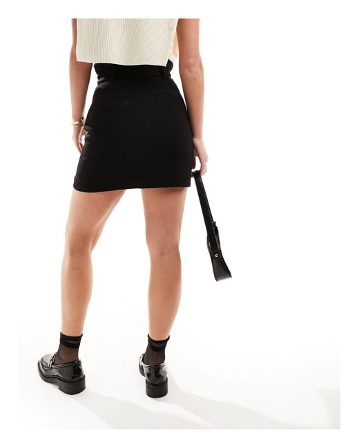 & Other Stories Black Belted High Waist Mini Skirt With Pockets