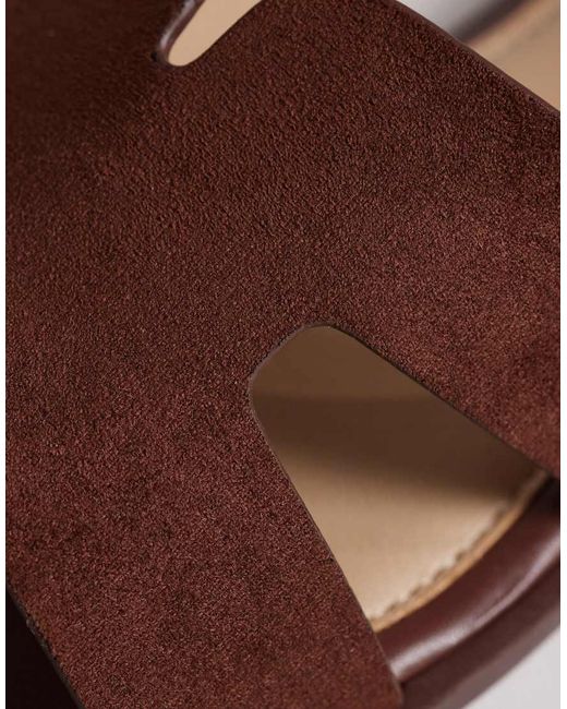 SEQWL Wide Fit Brown Storke Flat Sandals