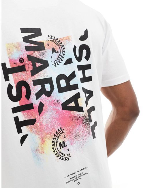 T-shirt bianca con grafica sul retro di Marshall Artist in White da Uomo
