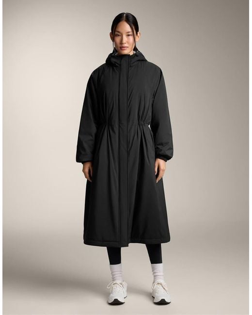 Oysho Black 10K Thindowntm Waterproof Extra-Light Long Padded Jacket