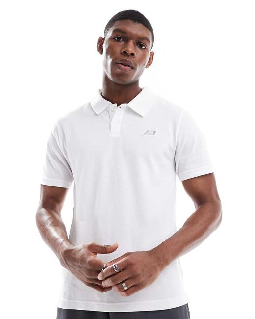 Polo De Piqué De Algodón De New Balance de hombre de color White