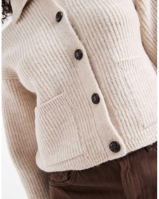 New Look Natural Collared Button Through Cardigan