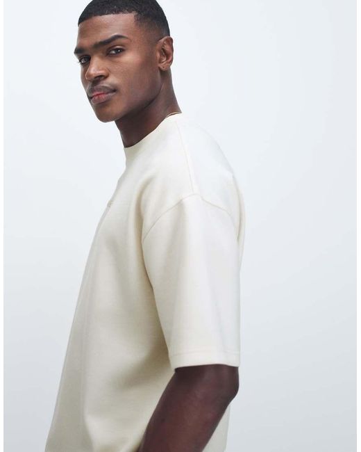 ASOS White Heavyweight Oversized T-Shirt With Embroidered Text for men