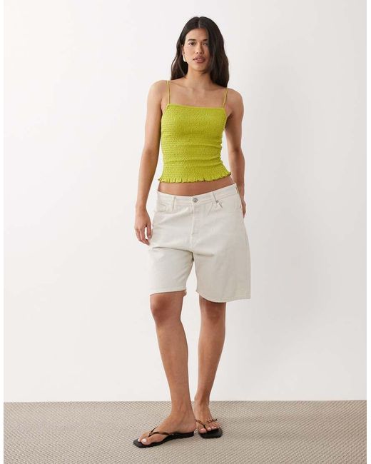 ASOS Green Shirred Cami Top With Ruffle Hem