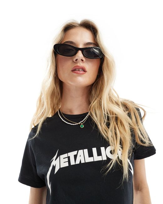 ASOS Black Cropped Tee With Metallica Licence Graphic