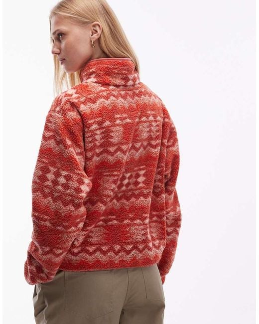 Columbia Red Helvetia Ii Printed Cropped Half Snap Fleece