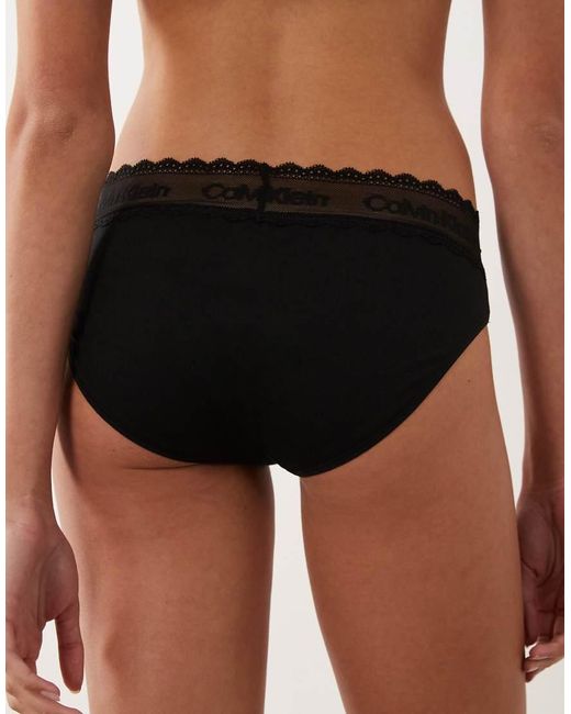Calvin Klein Black Cotton Lace Bikini Briefs