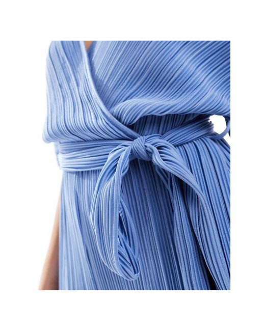 Y.A.S Blue Bridesmaid Plisse Wrap Front Jumpsuit