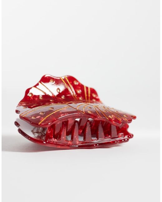 Pieces Red Shell Hair Claw