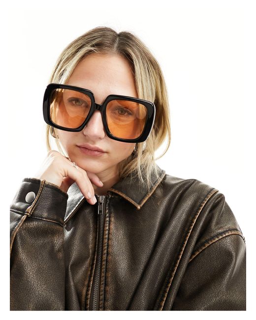 ASOS Brown – oversize-sonnenbrille im 70er-stil mit gläsern