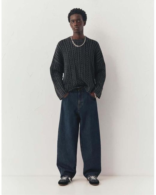 Pull&Bear Blue Relaxed Fit Baggy Jeans for men