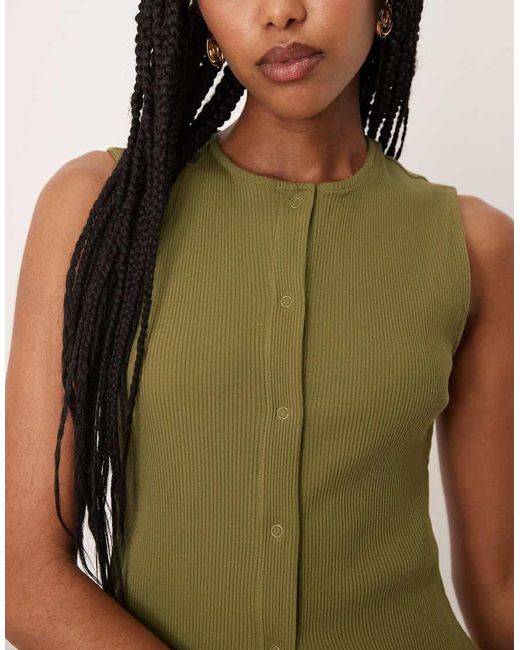 Vila Green Button Front Vest