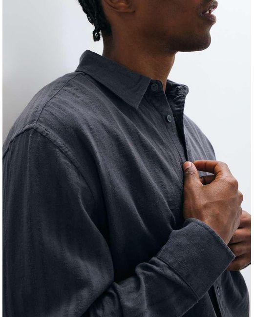 Only & Sons Blue Linen Blend Textured Long Sleeve Shirt Co-ord for men
