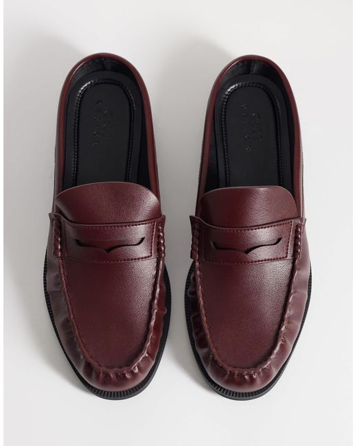 ASOS Brown Mule Penny Loafers With Ruching for men
