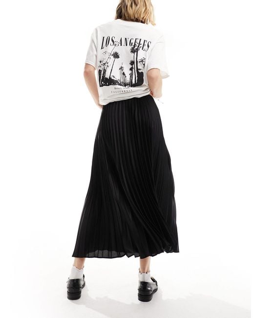 Mango Black Pleated Midi Skirt
