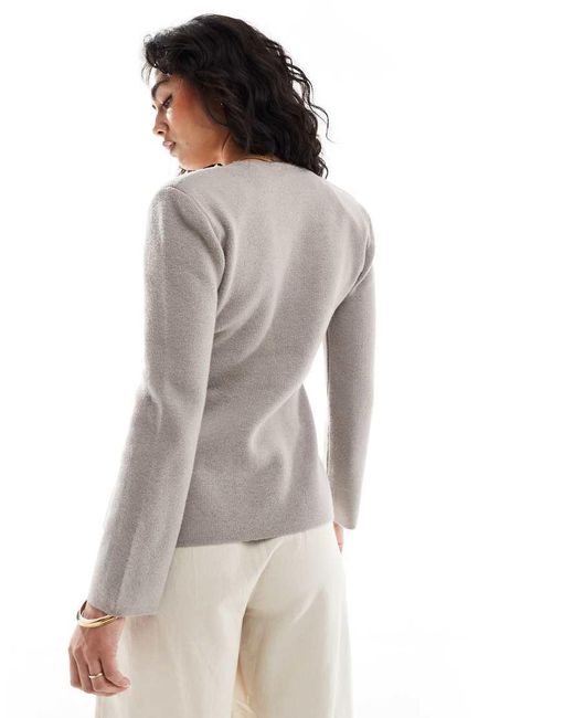 ONLY Gray Structured V-neck Cardigan