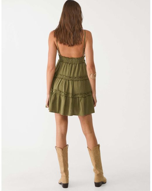 Stradivarius Green – gerafftes minikleid