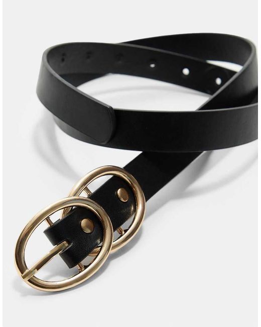 Stradivarius White Double Buckle Belt